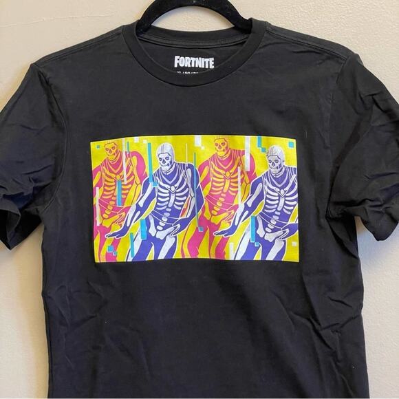 Fortnite XL (14/16) boy juniors short sleeve t-shirt black skeleton - Picture 2 of 7